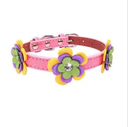 high-end pet dog collar (Color: Pink, size: M 42 2.0 CM)
