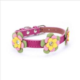 high-end pet dog collar (Color: Rose, size: S 36 1.5 CM)