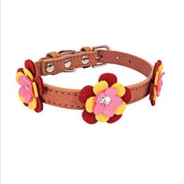 high-end pet dog collar (Color: brown, size: XS 30 1.5 CM)