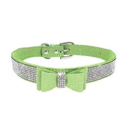 Leather Bow Dog Collar (Color: color5, size: XXS)