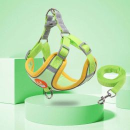 pet dog vest leash set (Color: Green, size: L(for7-10kg))