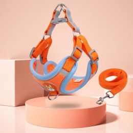 pet dog vest leash set (Color: Orange, size: L(for7-10kg))