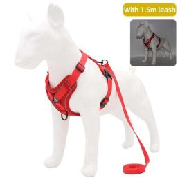 Wholesale dog harness with 1.5m leash (Color: Red, size: M)