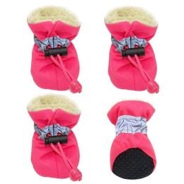 Wholesale 4-Pack Non-Slip Pet Protection Soft Sole Dog Shoes (Color: Rose red, size: L)