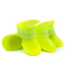 Wholesale pet waterproof non-slip rubber rain boots (Color: Yellow, size: M)