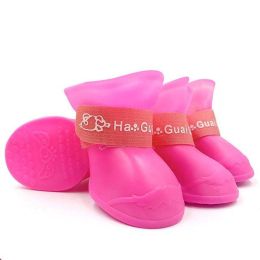 Wholesale pet waterproof non-slip rubber rain boots (Color: Pink, size: M)