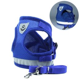 dog harness and leash set (Color: Blue, size: S)