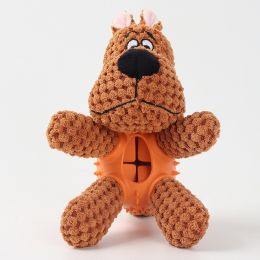 Pet Plush Bite Resistant Sound Cloth Dog Toy (Color: brown dog, shape: plush)