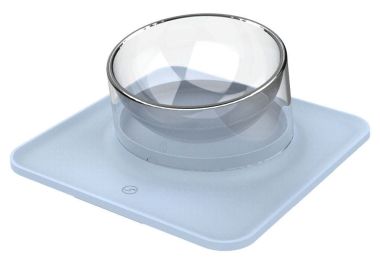 Pet Life 'Surface' Anti-Skid and Anti-Spill Curved and Clear Removable Pet Bowl (Color: Blue)