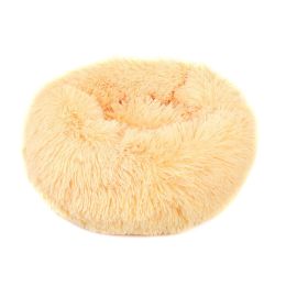 Small Large Pet Dog Puppy Cat Calming Bed Cozy Warm Plush Sleeping Mat Kennel, Round (Color: Apricot, size: 40in)